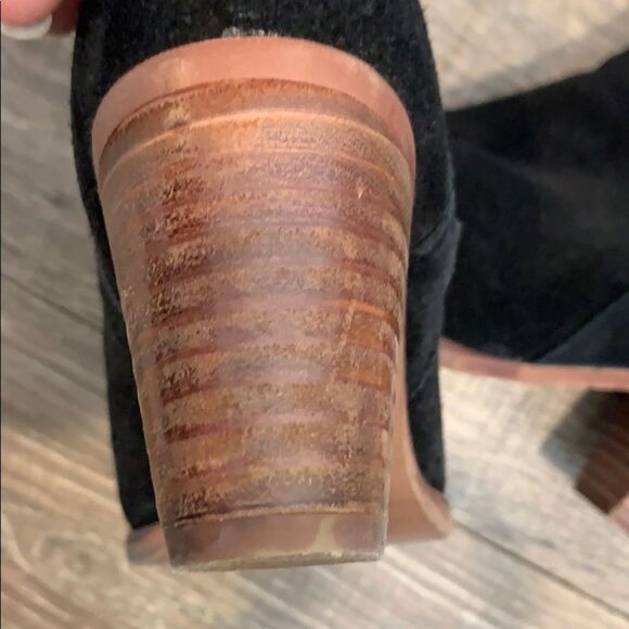 Round Toe Black Suede Over the Knee Boot - Picture 5 of 6